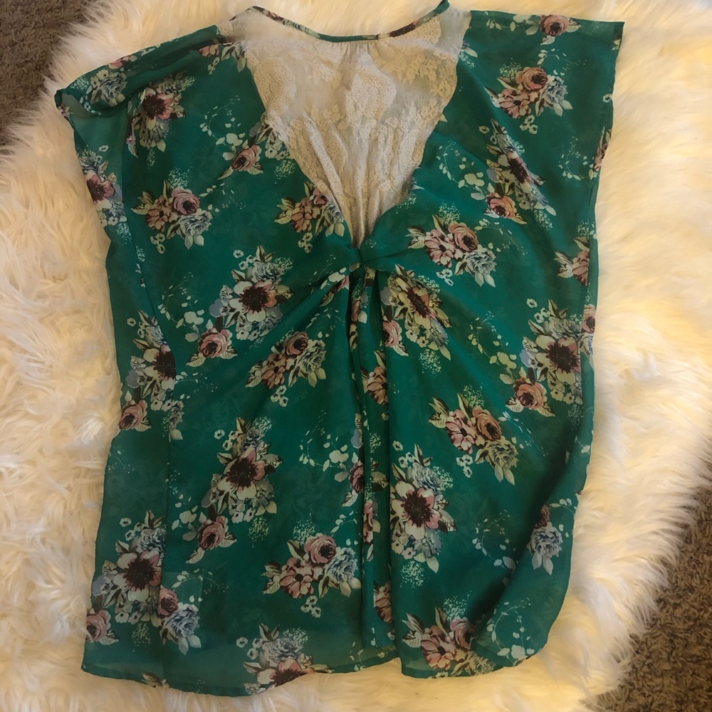 Metaphor green flower print top